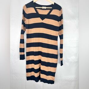 Old Navy Long Sleeve Striped Dress -‎ Black and Tan Size M